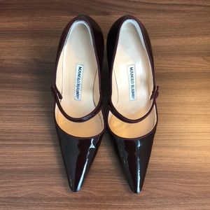 Manila Blahnik Bordeaux Campari Pumps